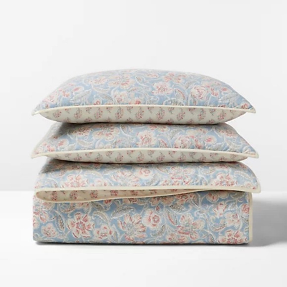 Ralph Lauren Home Cosima Floral Blue Pink King Reversible Duvet Cover & Shams - Picture 2 of 15
